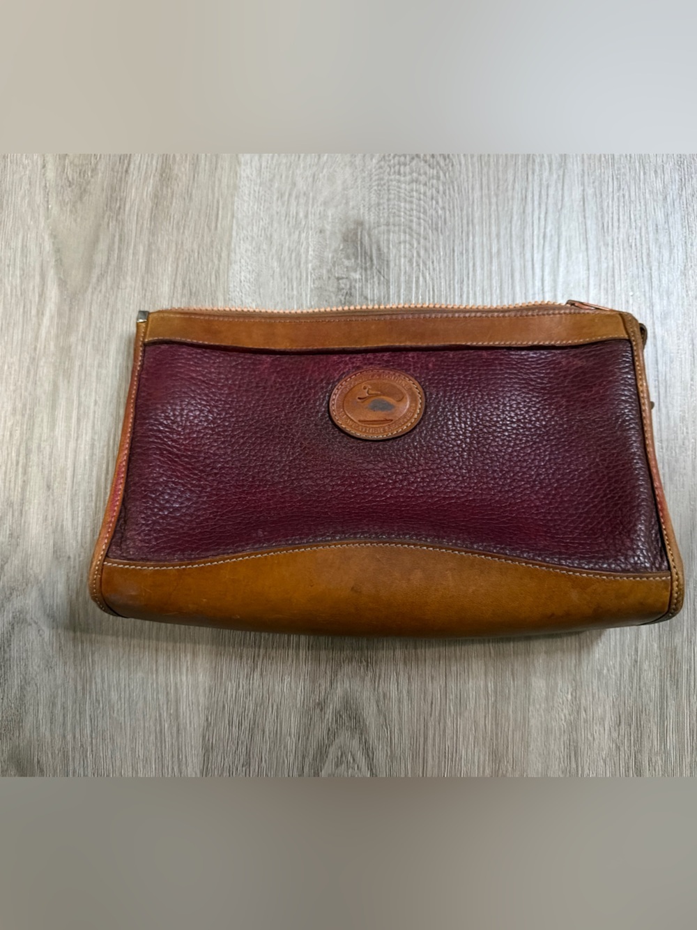 Dooney & Bourke Burgundy and Tan Leather Pouch